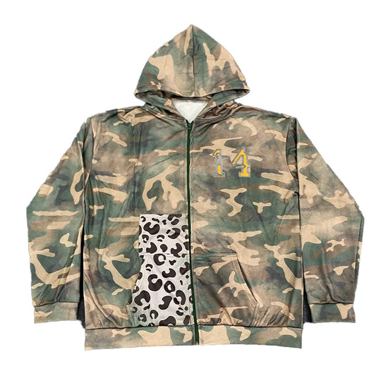 Camo Leopard 14 Graphic Zip Up Hoodie