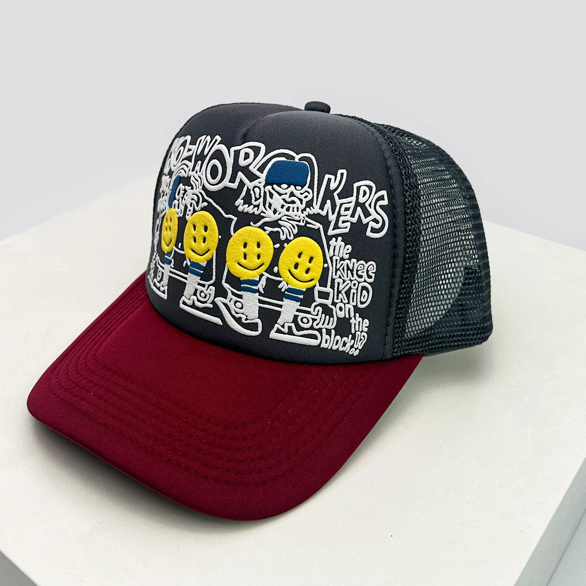 New Unisex 3D Printed Letter Smiling Face Baseball Hats Color Block Sunshade Hip Hop Breathable Trucker Caps Mesh Versatile ins