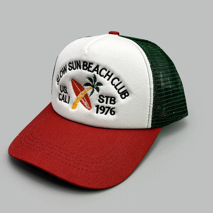 American Hip-hop Letter Embroidery Baseball Hats New Unisex Sunshade Color Block Breathable Street Versatile Mesh Trucker Caps