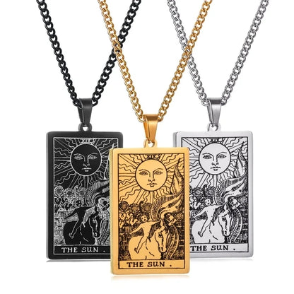Stainless Steal Tarot Card Chain Necklace