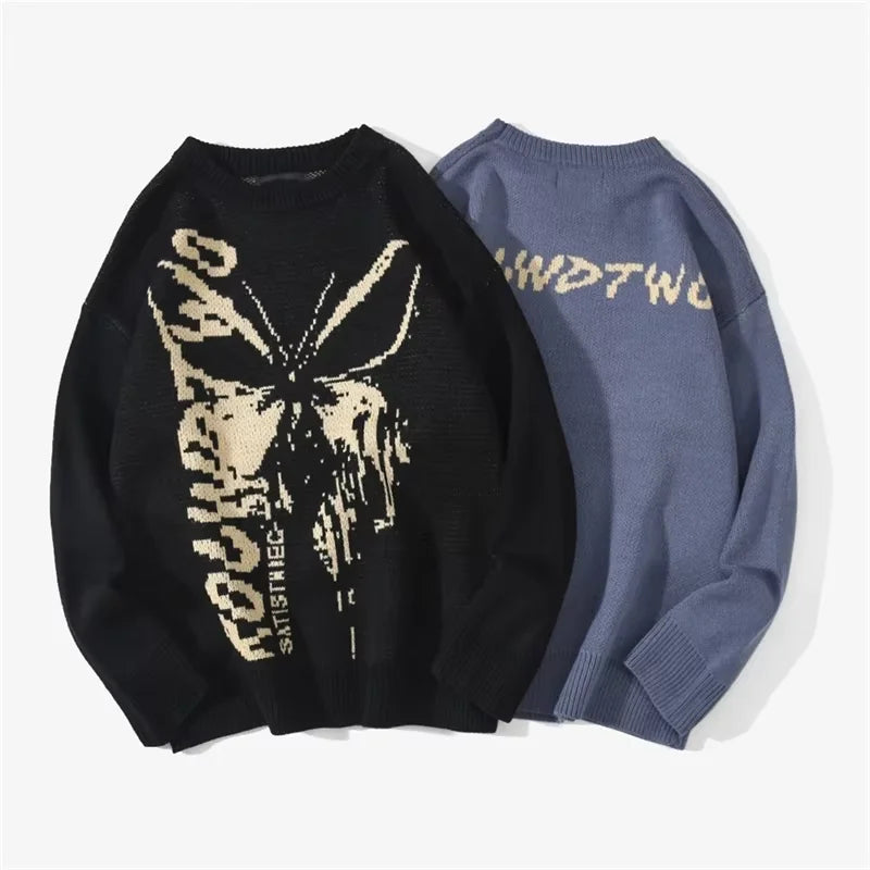 FGKKS Spring Fashion Sweater Men's Butterfly Pattern Knitted Warm Quality Design Sweater For Male Pullover