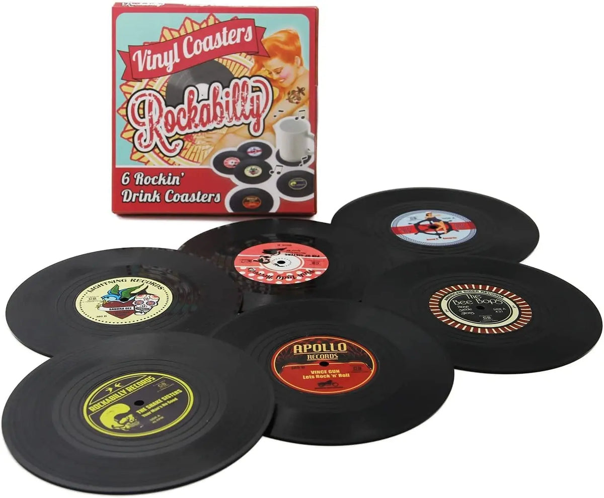 Colorful Retro Vinyl Record Drink Coaster Set