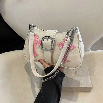 Hasp Handbags Metal Buckle Shoulder Bag Sling Bag Underarm Bags Simple Casual Canvas Tote Bags Fashion Street Trend Accessory