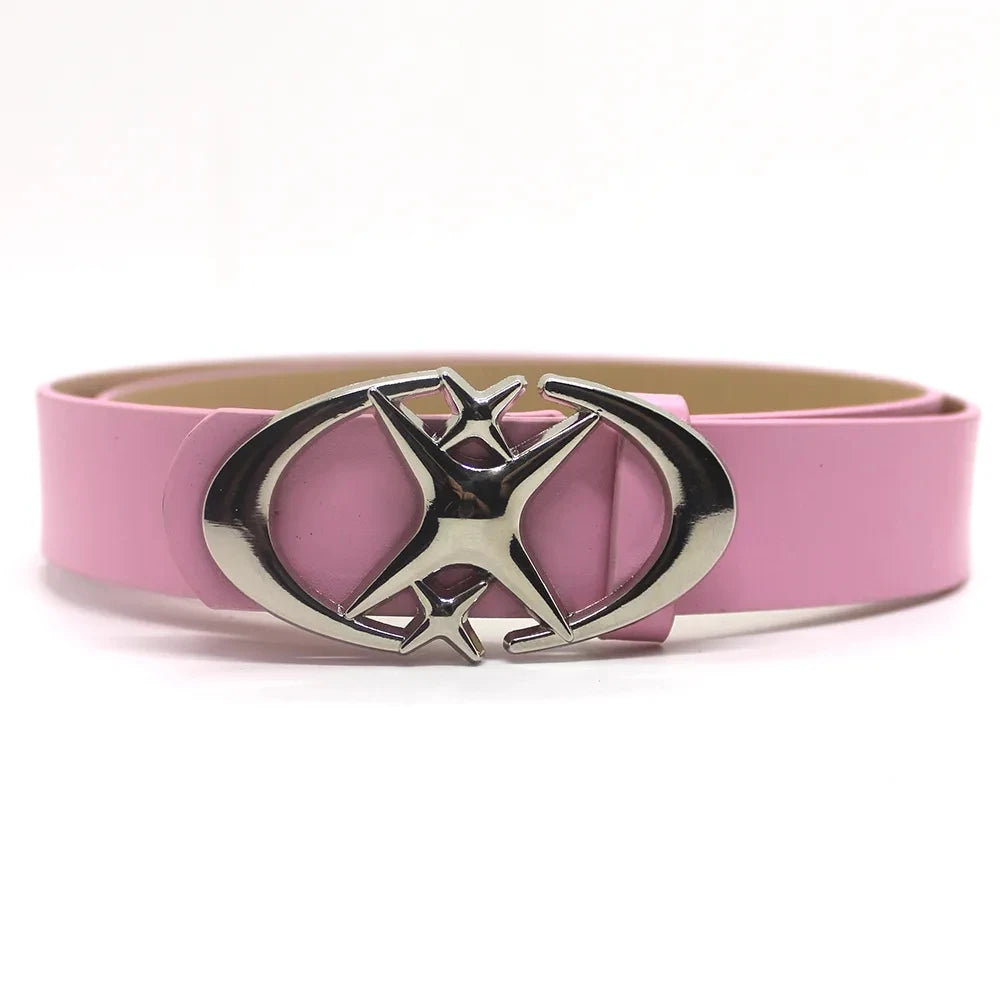 Moon Star Metal Buckle Leather Belt