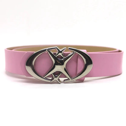 Moon Star Metal Buckle Leather Belt