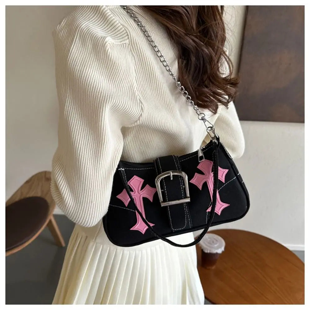 Hasp Handbags Metal Buckle Shoulder Bag Sling Bag Underarm Bags Simple Casual Canvas Tote Bags Fashion Street Trend Accessory