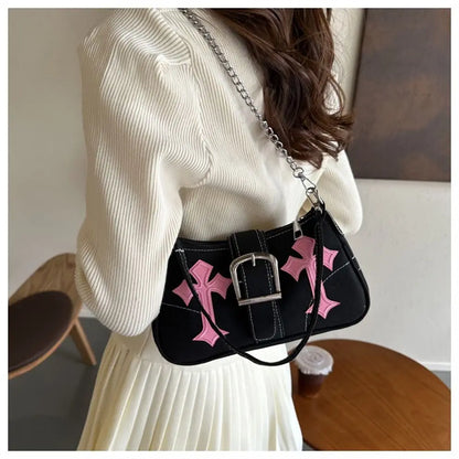 Hasp Handbags Metal Buckle Shoulder Bag Sling Bag Underarm Bags Simple Casual Canvas Tote Bags Fashion Street Trend Accessory