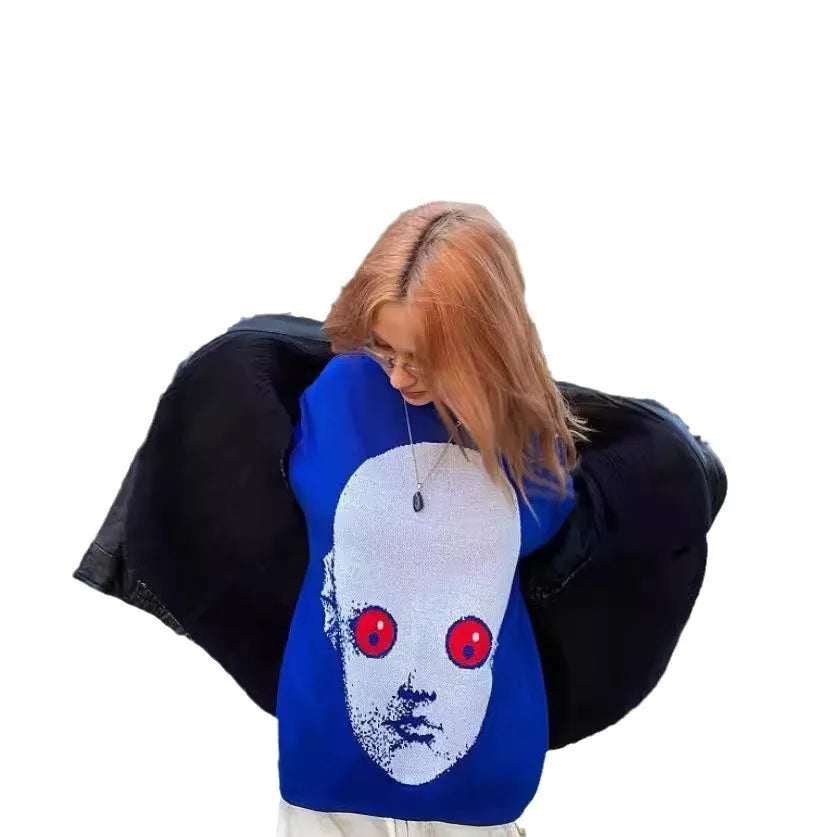 Y2K Sweater Winter Graphic Streetwear Women's  Vintage Pullover Jumper High Knitwear Oversized Gothic Long Sleeve Tops Clothing