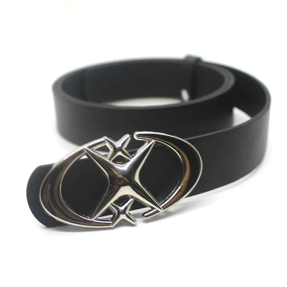 Moon Star Metal Buckle Leather Belt