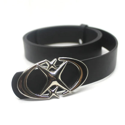 Moon Star Metal Buckle Leather Belt