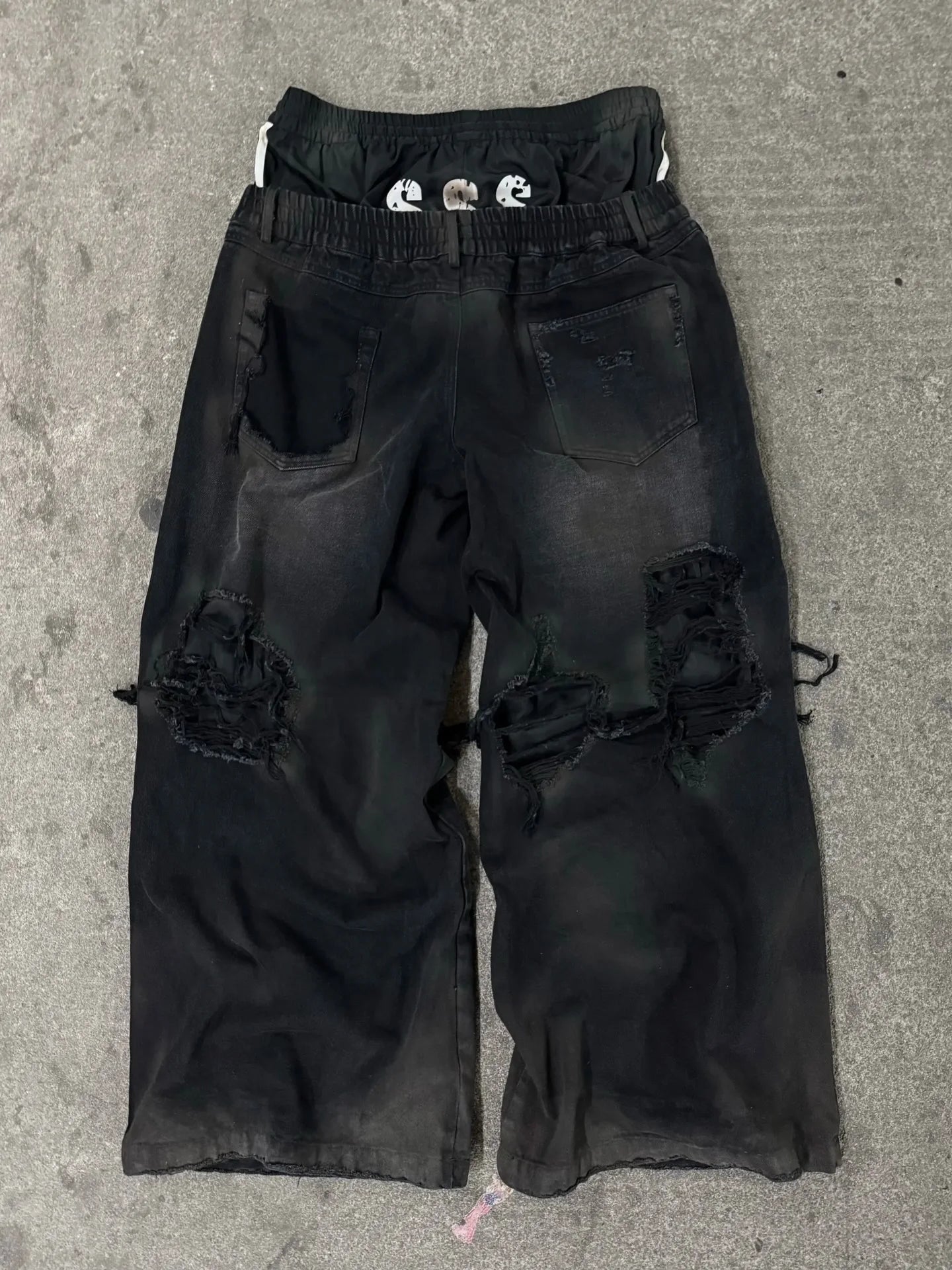 2026 New Y2K Korean fashion brand stripe hole baggy jeans harajuku men women street hip hop casual couple Wide-leg pants