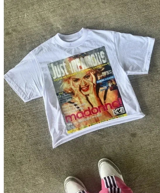 Harajuku American Newspaper Graphic T Shirts Y2k Tops Oversized T Shirt Couple Pro Choice Gothic Streetwear Vintage Men Clothing
