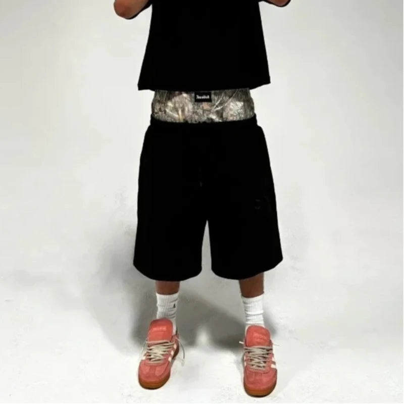 Men's oversized double-layer Gothic pants, American fashion, streetwear Y2K, Harajuku, loose fit, high waist, wide legs