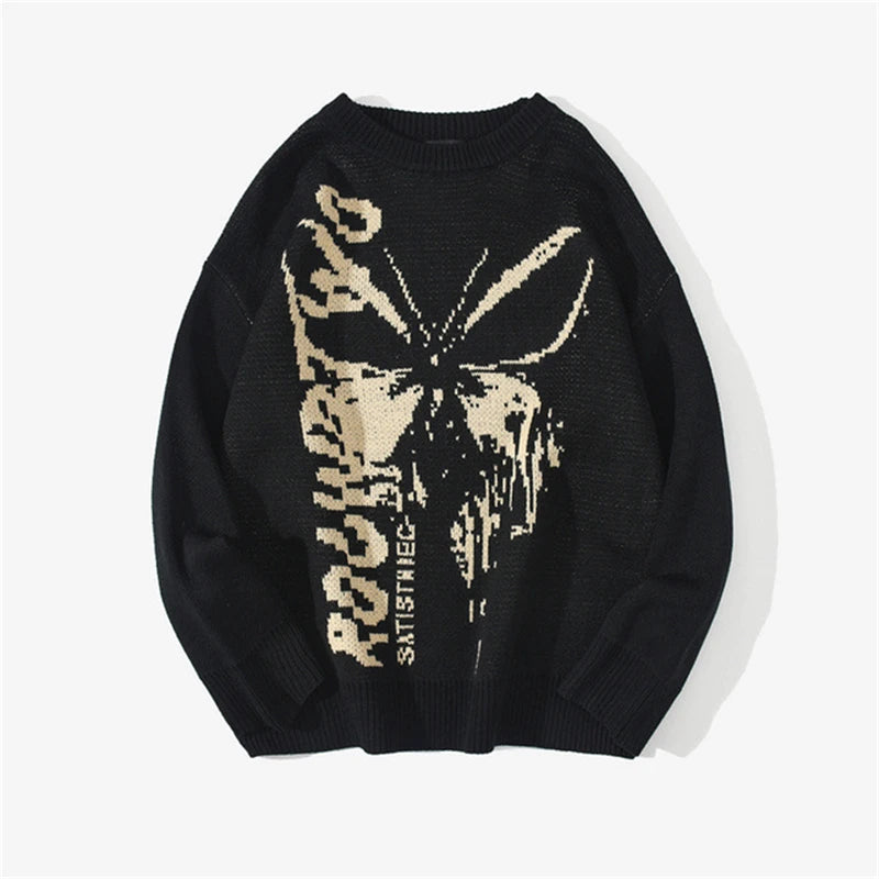 FGKKS Spring Fashion Sweater Men's Butterfly Pattern Knitted Warm Quality Design Sweater For Male Pullover
