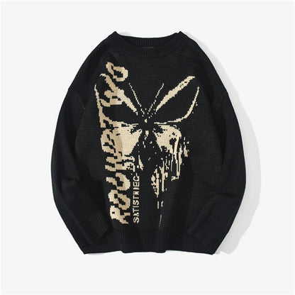FGKKS Spring Fashion Sweater Men's Butterfly Pattern Knitted Warm Quality Design Sweater For Male Pullover