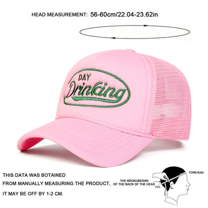 Unisex DAY DRINKING Letter Embroidery Baseball Net Caps Spring Summer Outdoor Adjustable Casual Hats Hip Hop Hat Sunscreen Hat