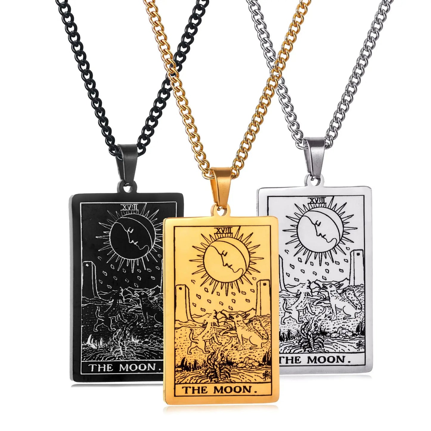 Stainless Steal Tarot Card Chain Necklace