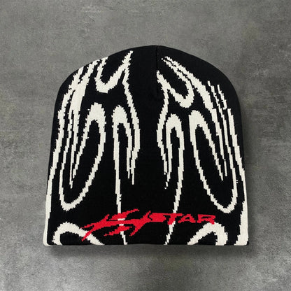 Casual Hip-Hop Street Style Striped Jacquard Pullover Hat Trendy Warm Stylish Cool Design