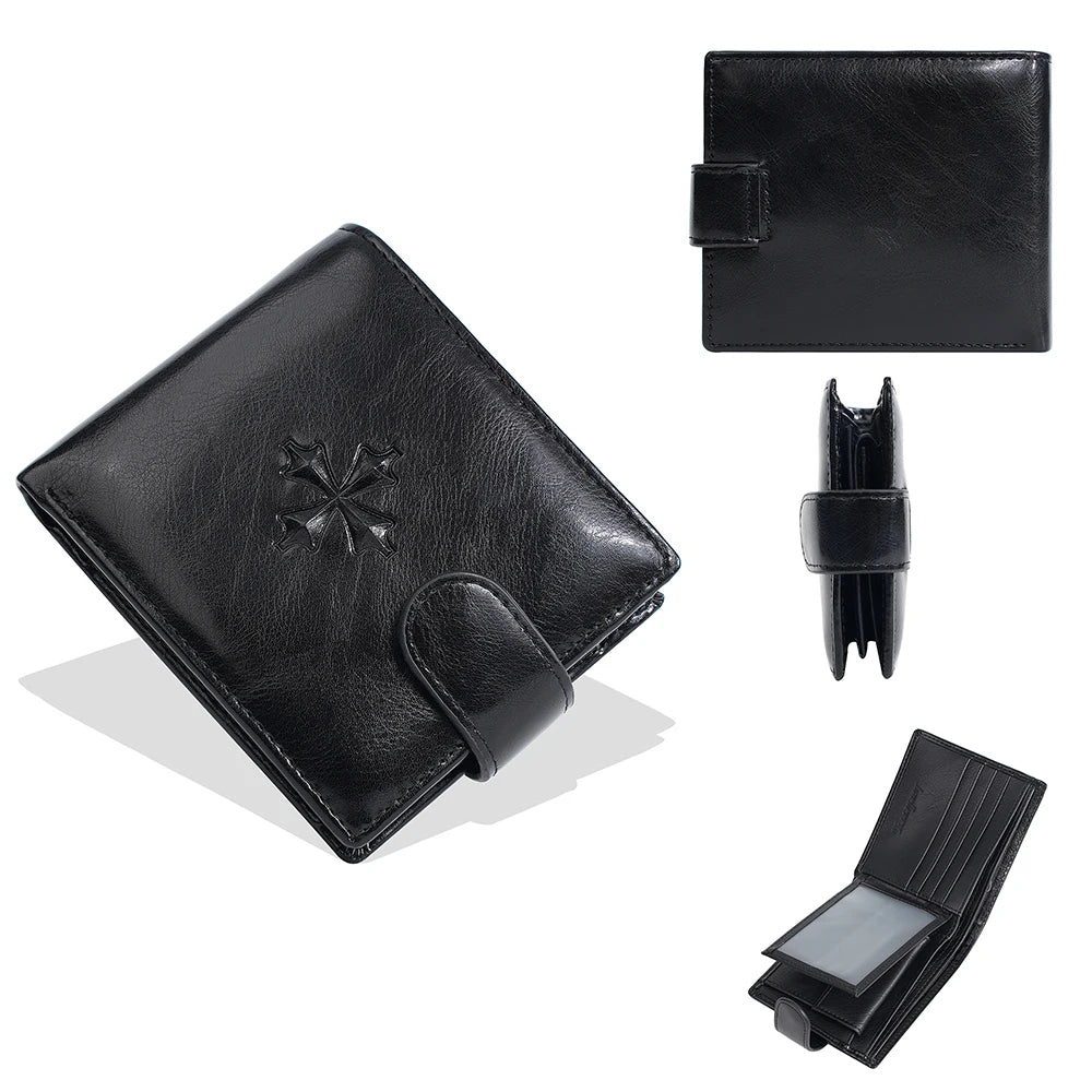 Baellerry Men's Genuine Leather Wallet Short Bifold, Large Capacity Cash Money Organizer with Multiple Card Slots, RFID Blocking