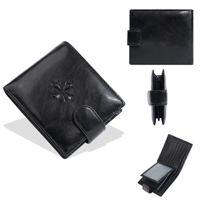 Baellerry Men's Genuine Leather Wallet Short Bifold, Large Capacity Cash Money Organizer with Multiple Card Slots, RFID Blocking