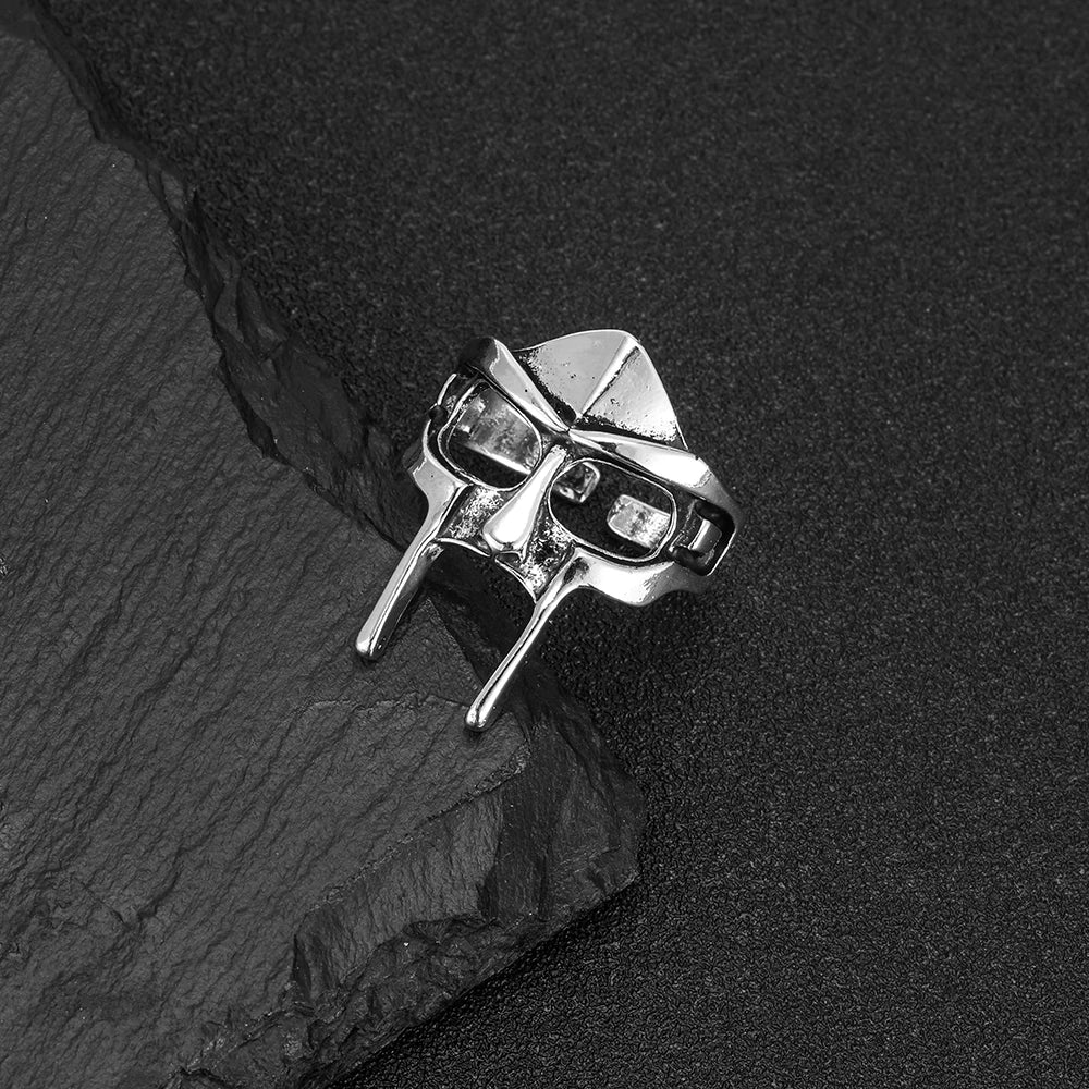 Vintage Goth Mf Doom Mask Adjustable Joint Ring For Men Gladiator Punk Egyptian Pharaoh Male Open Ring Jewelry