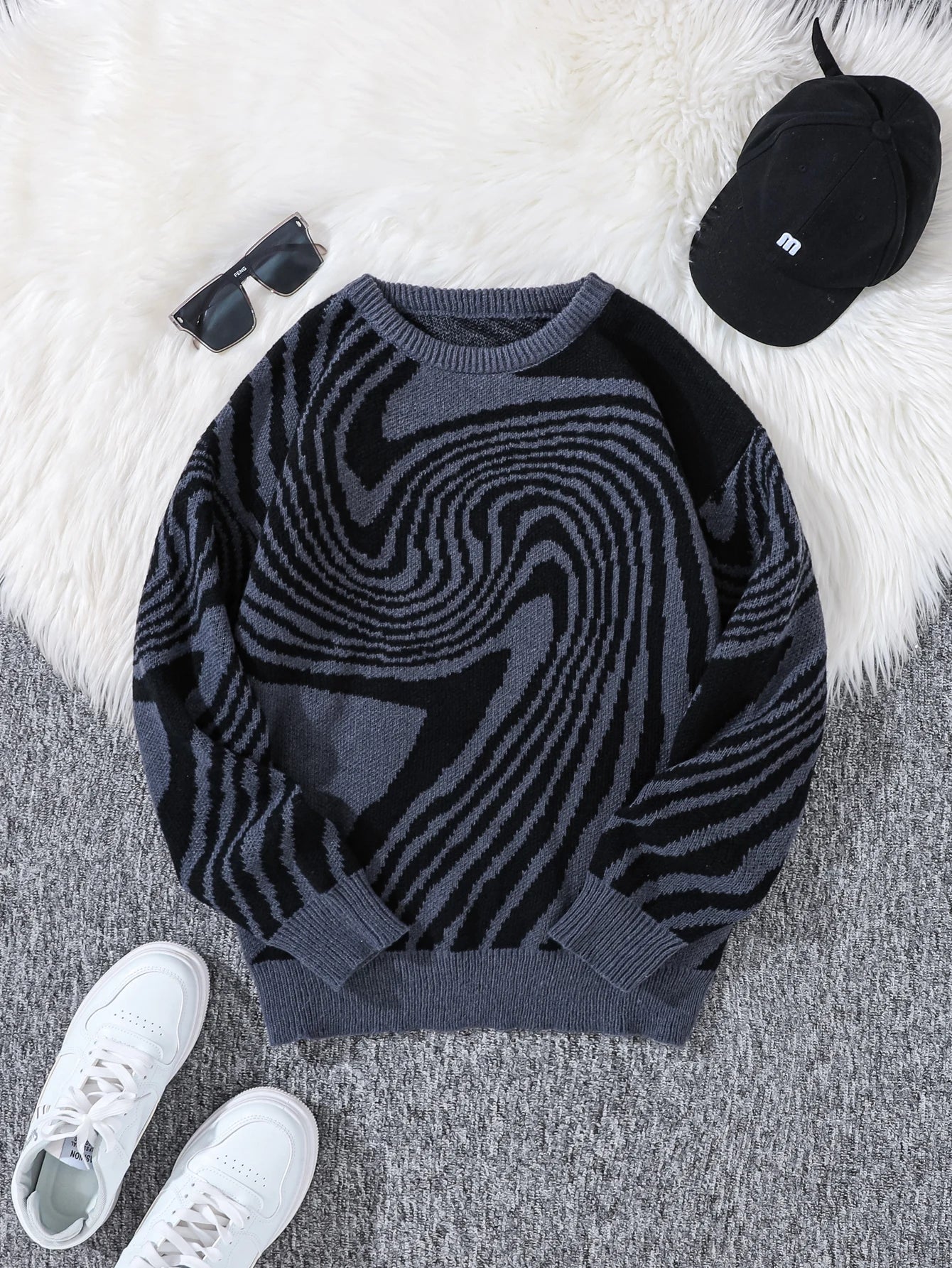 Spiral Wave Knit Sweater