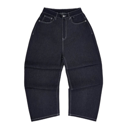 Y2K HipHop Chic Denim Jeans Trendy Disc Embroidered Pattern Retro Straight Leg Pants Casual Simple Streetwear Unisex Baggy Jeans
