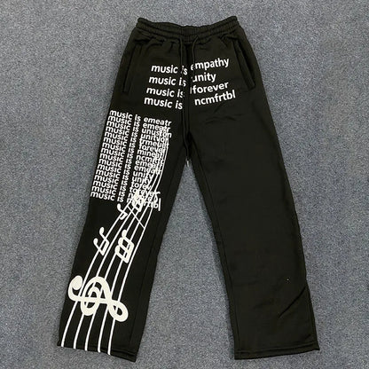 2000s American Vintage Creative Personalized Letters Printed Pants Hip Hop Street Casual Sports Pants Loose Elastic Jogging Pant