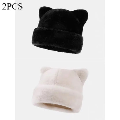 Leopard Print Plush Teddy Bear Hat for Women, Sweet and Cute, Thick and Warm, Retro and Versatile, Hooded Beanie.