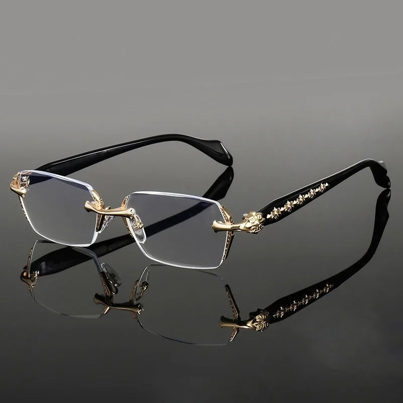 Frameless  Anti Blue Light Glasses  Rectangular Flat Lens for Women & Men