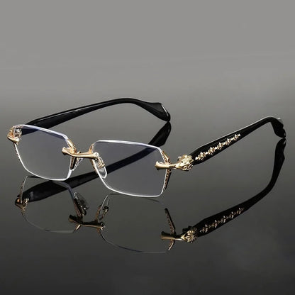 Frameless  Anti Blue Light Glasses  Rectangular Flat Lens for Women & Men