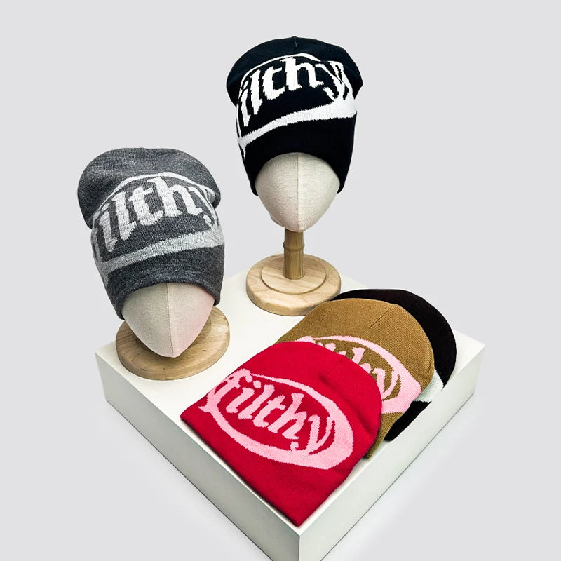 Autumn and Winter New Unisex European Style Letter Knitted Hats Warm Hip Hop Versatile Street Beanies Outdoor Fashion Skate Rap
