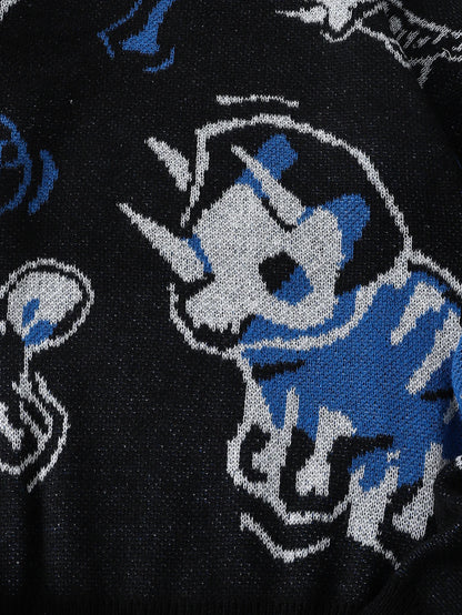 Dragon Roar Jacquard Double-Sided Pattern Pullover Sweater Casual Crew Neck Knitted Men'S Pullover Casual Crew Neck Knitted Men'