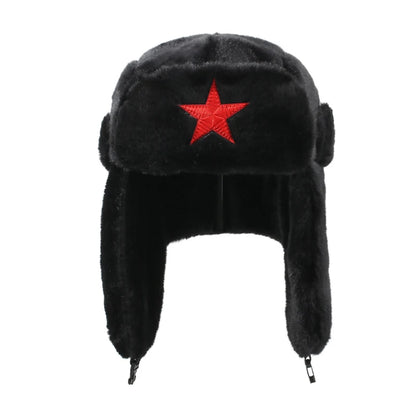 Five-Point Star Lei Feng Style Winter Outdoor Ski Hat, Unisex, Fleece-Lined for Warmth (Suitable for Cycling)