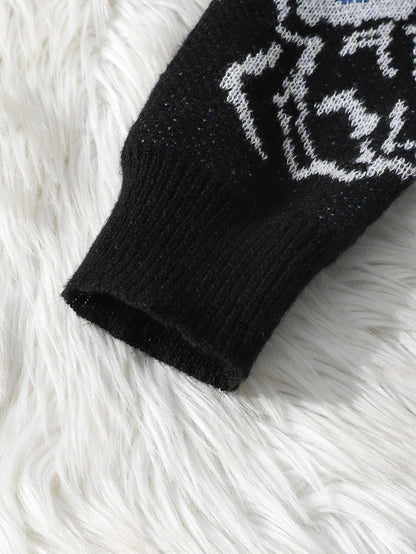 Dragon Roar Jacquard Double-Sided Pattern Pullover Sweater Casual Crew Neck Knitted Men'S Pullover Casual Crew Neck Knitted Men'