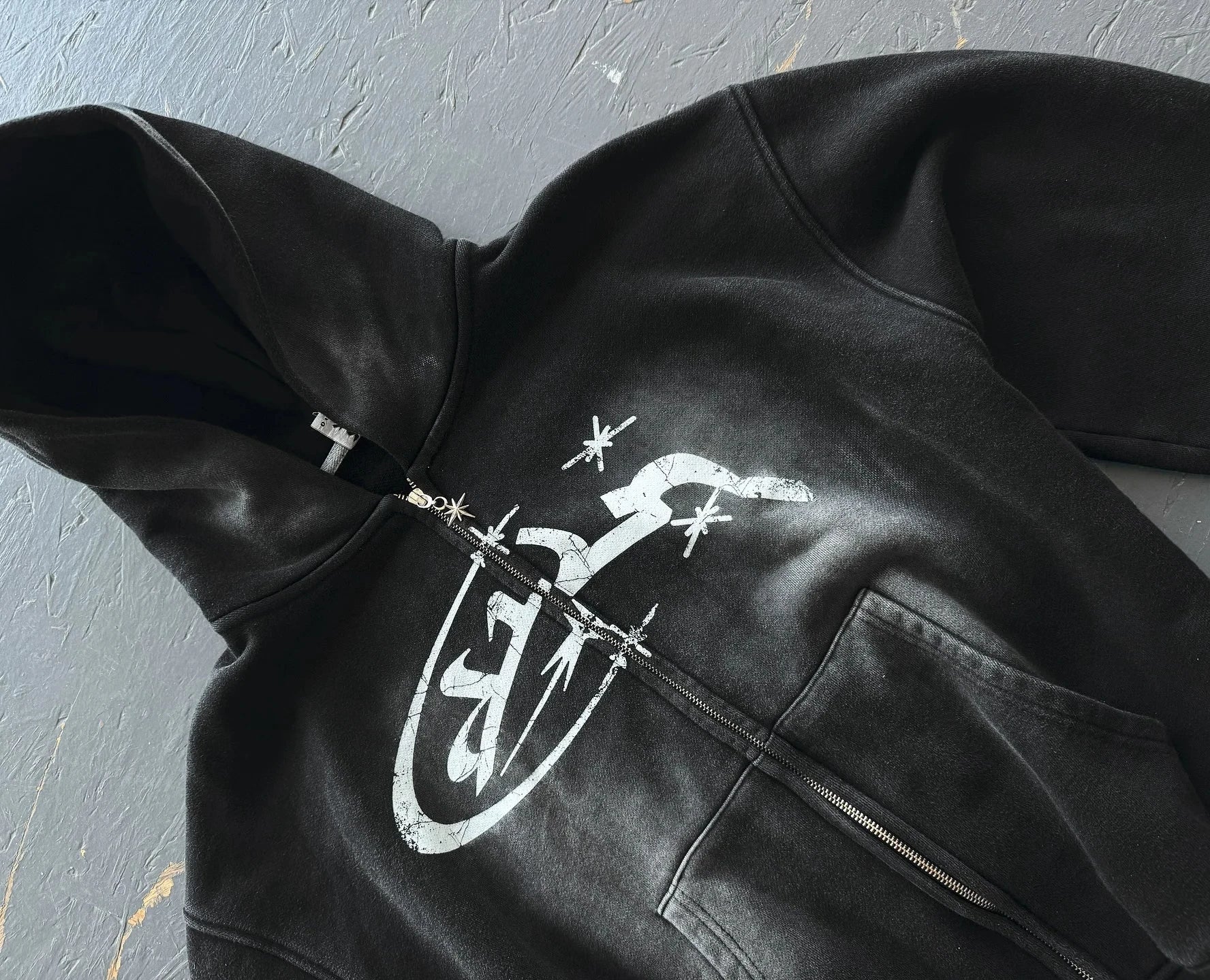 Fashion Vintage Print Zip up Hoodie Y2K New Harajuku Hip Hop Long Sleeve Coats Loose Hooded Sweatshirt Men and Women Streetwear