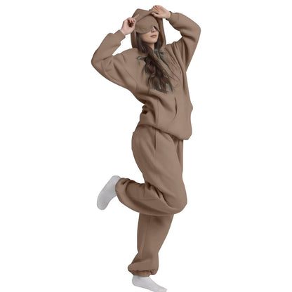 Casual Loose Long Sleeve Solid Color Sweatshirt Women'S Autumn Winter Fashion Comfortable All-Match Simple Design Hoodie