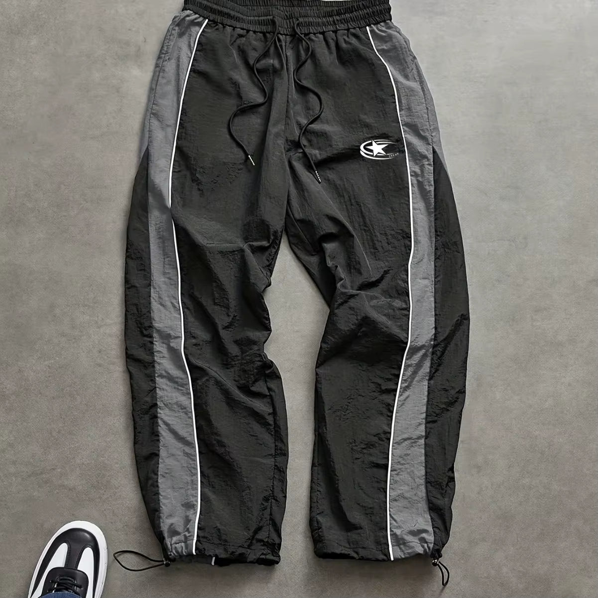 Men'S Casual Quick Dry Printed Outdoor Mountain Climbing Loose Fleece Lined Cargo Pants Autumn Summer Long Polyester