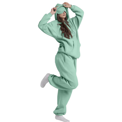 Casual Loose Long Sleeve Solid Color Sweatshirt Women'S Autumn Winter Fashion Comfortable All-Match Simple Design Hoodie