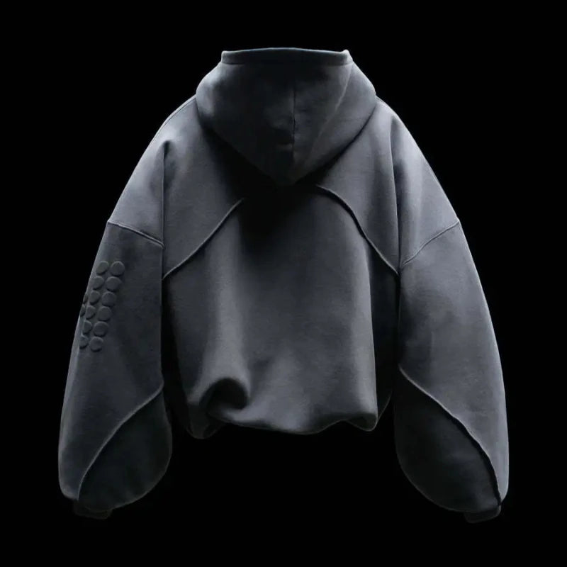 Aesthetic High Street Harajuku Hip Hop Rock Long Sleeve Pullover Contrast Stitching Creative Foam Printing Fashion Casual Hoodie