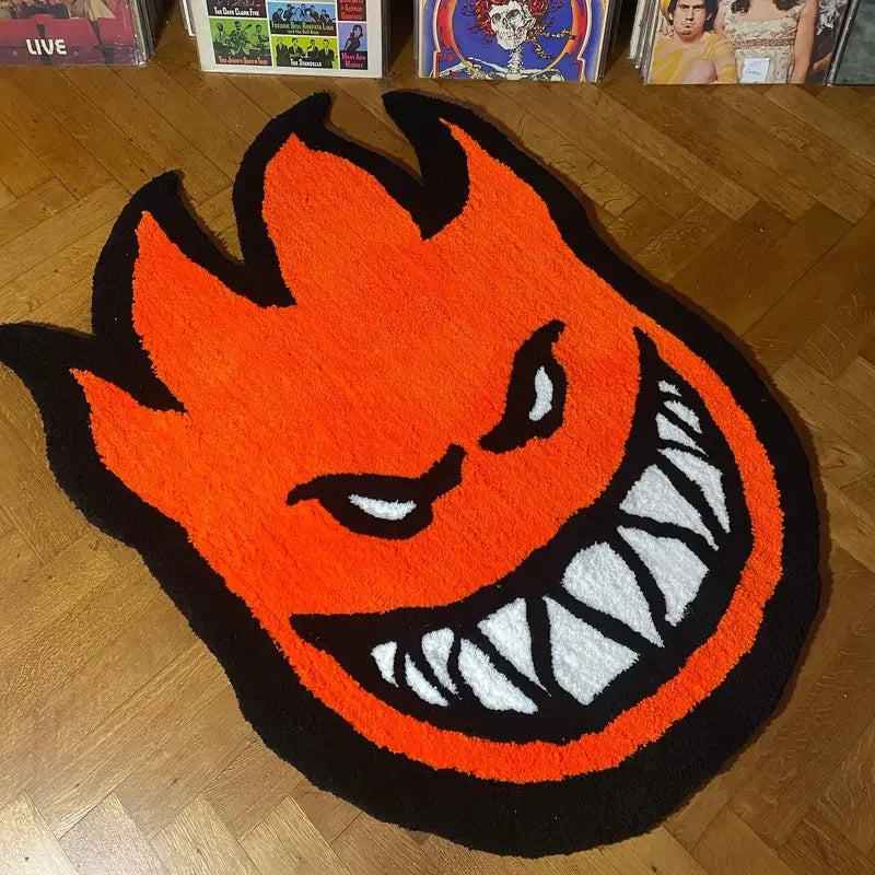 Little Fireman Whimsical Expression Floor Mat Cashmere like Skin Friendly Foot Mat Skateboard Enthusiast Bedside Rug