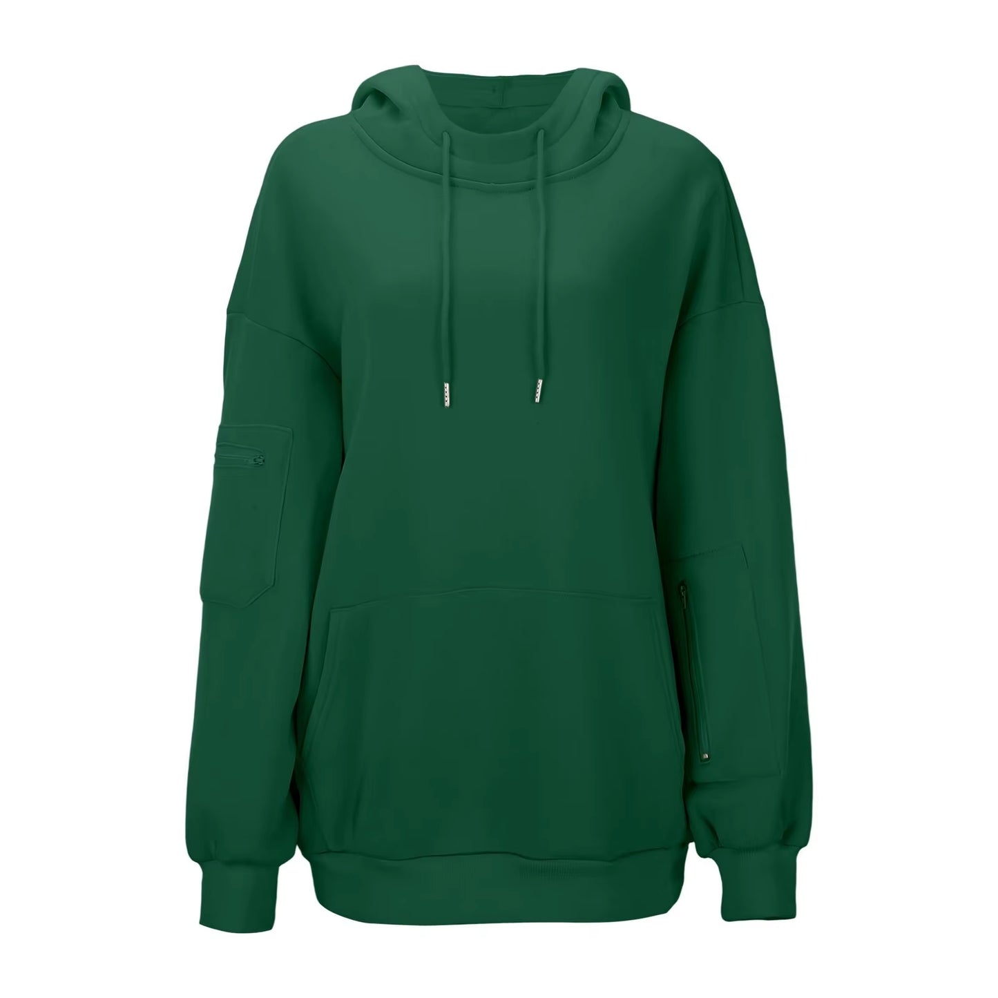 Casual Loose Long Sleeve Solid Color Sweatshirt Women'S Autumn Winter Fashion Comfortable All-Match Simple Design Hoodie