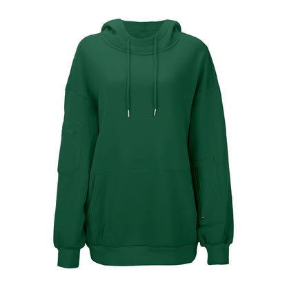 Casual Loose Long Sleeve Solid Color Sweatshirt Women'S Autumn Winter Fashion Comfortable All-Match Simple Design Hoodie