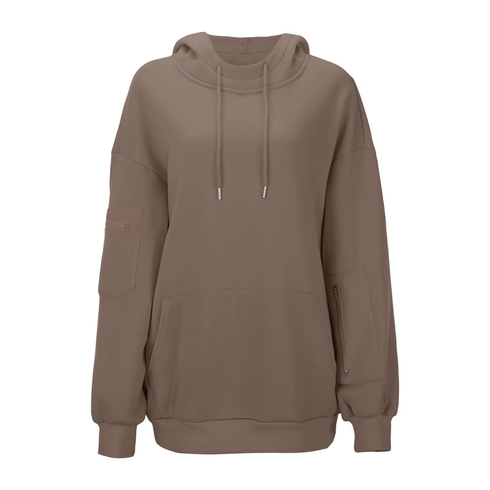 Casual Loose Long Sleeve Solid Color Sweatshirt Women'S Autumn Winter Fashion Comfortable All-Match Simple Design Hoodie