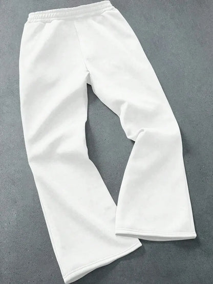 Men'S American-Style High-Street Print Black Slightly Flared Sweatpants: Loose-Fitting, Drapey, Wide-Leg Casual Athletic Pants