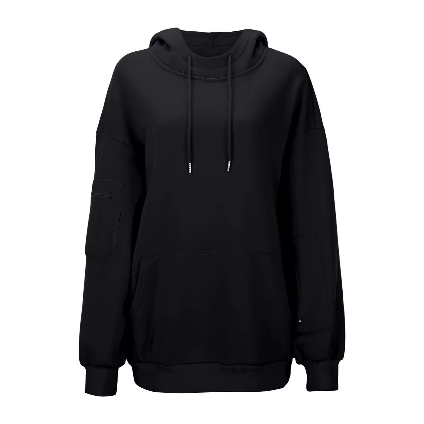 Casual Loose Long Sleeve Solid Color Sweatshirt Women'S Autumn Winter Fashion Comfortable All-Match Simple Design Hoodie