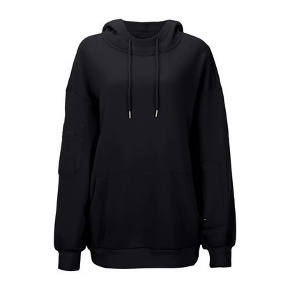 Casual Loose Long Sleeve Solid Color Sweatshirt Women'S Autumn Winter Fashion Comfortable All-Match Simple Design Hoodie
