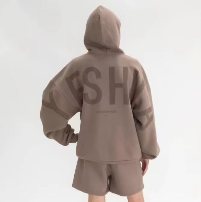 Women'S Fashionable and Versatile Thickened Long-Sleeved Loose Hooded Printed Sweatshirt Letter Top