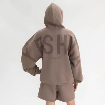 Women'S Fashionable and Versatile Thickened Long-Sleeved Loose Hooded Printed Sweatshirt Letter Top