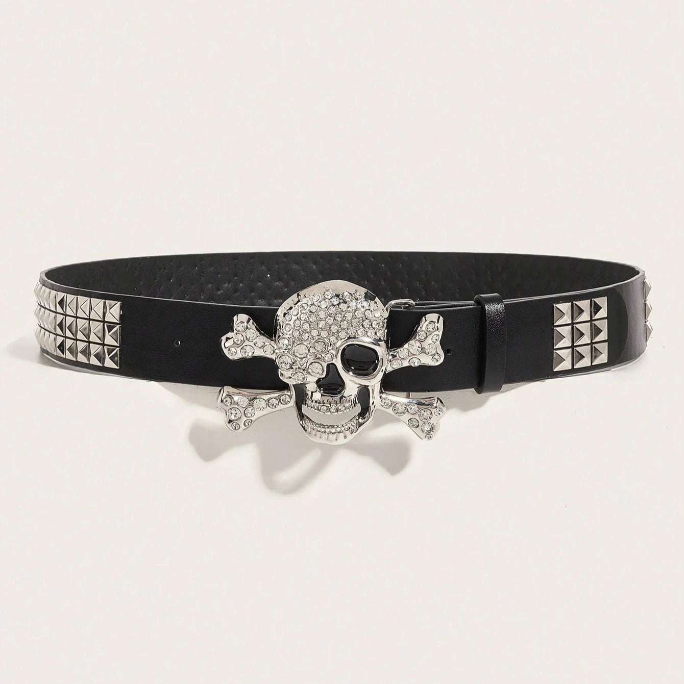 1Pc Men'S Dark Punk Skull Buckle Rivet Belt Jeans Versatile Decorative Belt